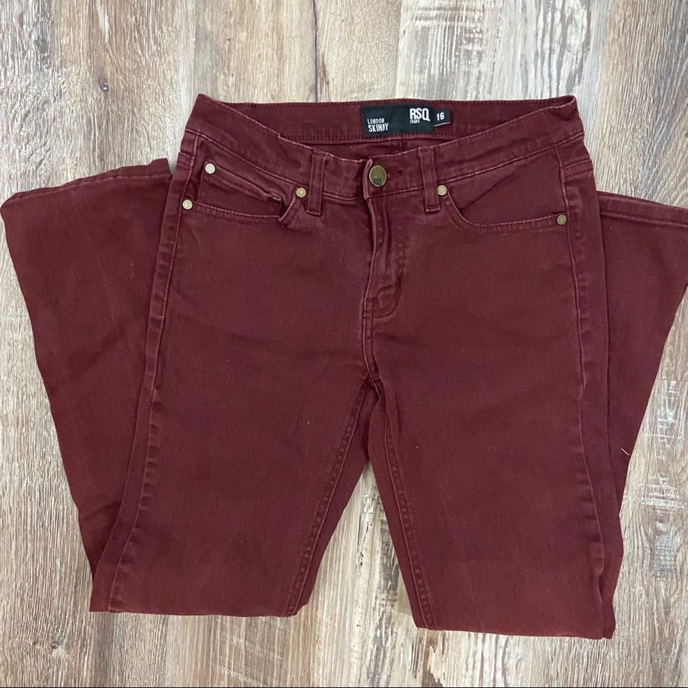 Boys size 16 RSQ Jeans London Skinny - dark red
